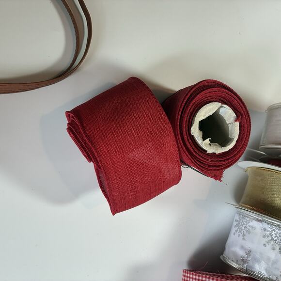 Lot 14 ROLLS CHRISTMAS HOLIDAY Wired RIBBON TRIM VARIOUS length/pattern - Picture 8 of 8